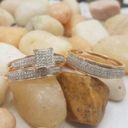 Dazzlingrock Collection Round White Diamond Micro Pave Trio Ring Set for Him & Her (0.50 ctw, Color I-J, Clarity I1-I3) in Solid Gold - Image 8