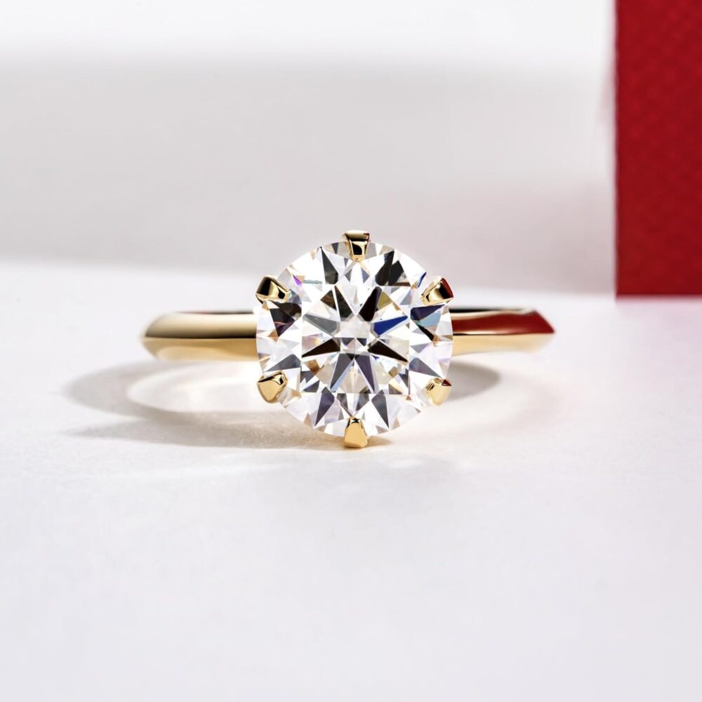Solid 14K White Gold/Yellow Gold 3CT Six Prong Solitaire Moissanite Ring, 14K Real Gold Gift for Wedding, Engagement And Anniversary Promise Rings With Certificate - Image 3
