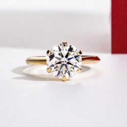 Solid 14K White Gold/Yellow Gold 3CT Six Prong Solitaire Moissanite Ring, 14K Real Gold Gift for Wedding, Engagement And Anniversary Promise Rings With Certificate - Image 3