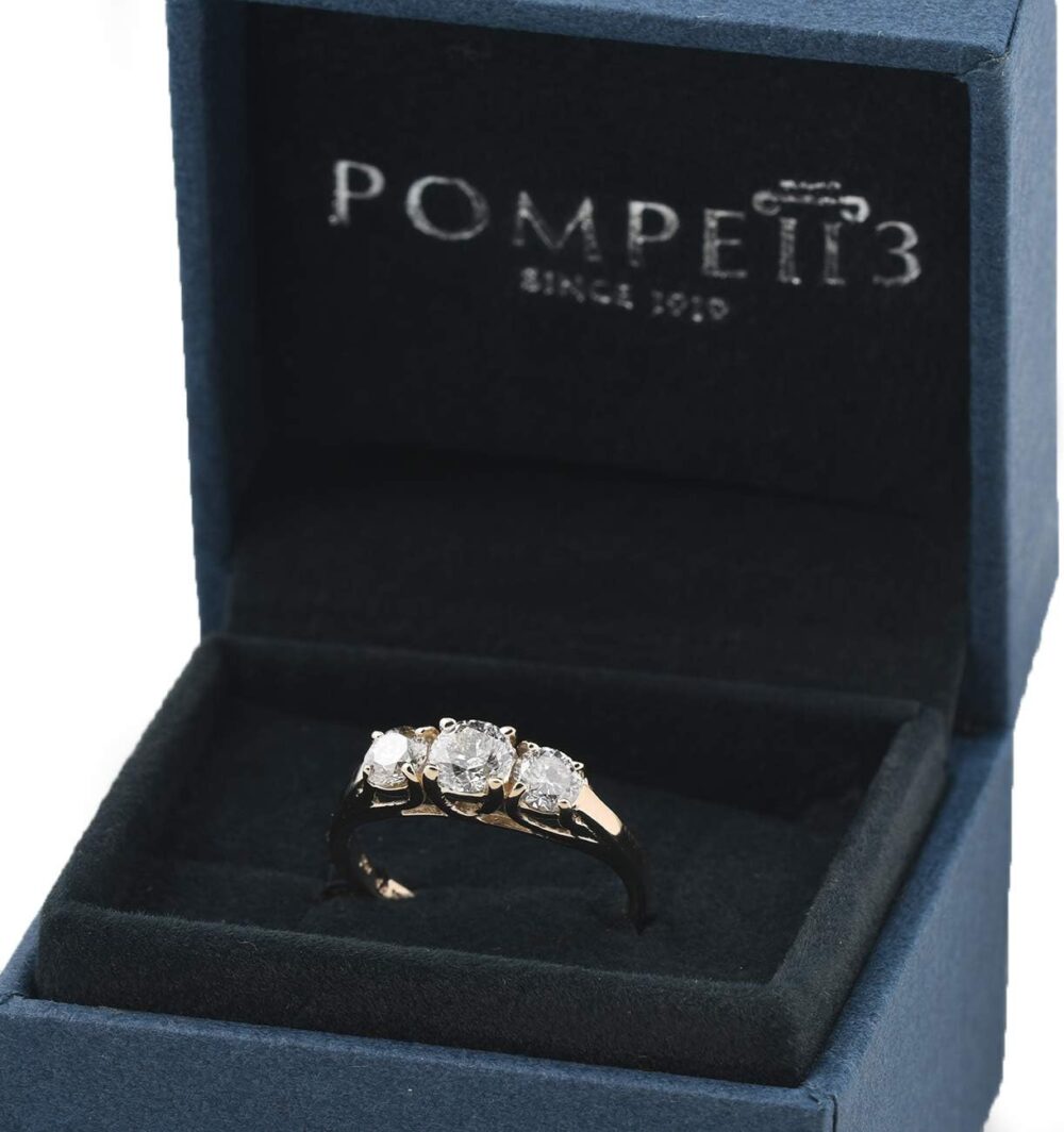 1ct Three Stone Diamond Engagement Womens Anniversary Ring 14k Yellow Gold - Image 4