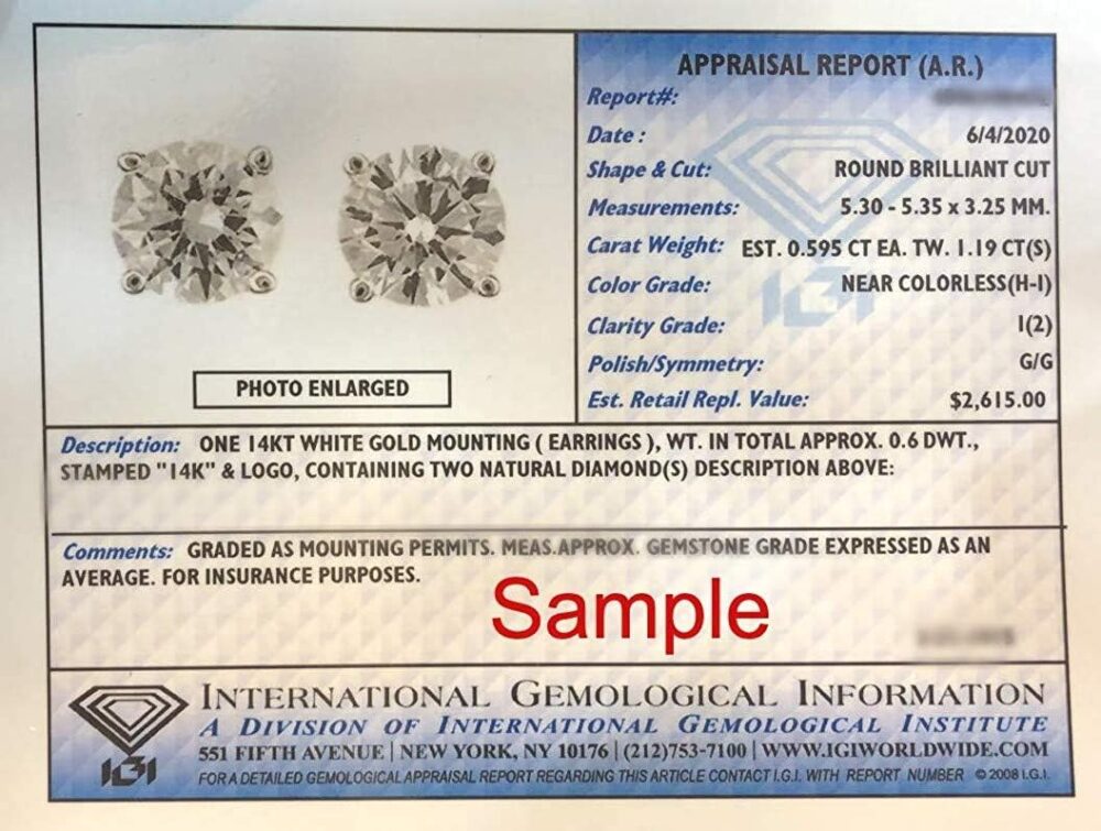 IGI Certified 1 to 2 Carat Natural Diamond Stud Earrings for Women - 14k White Gold Earrings for Her - (H-I, I1-I2, cttw) 4-Prong Basket - Screw Back Studs Made in USA by Beverly Hills Jewelers - Image 3
