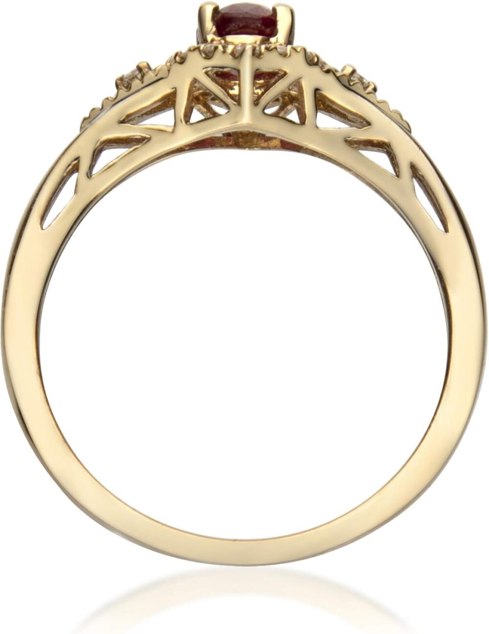 Gin & Grace 10K Yellow Gold Mozambique Genuine Ruby Ring with Diamonds for women | Ethically, authentically & organically sourced (Oval-Cut) shaped Ruby hand-crafted jewelry for her | Ruby Ring for women - Image 3