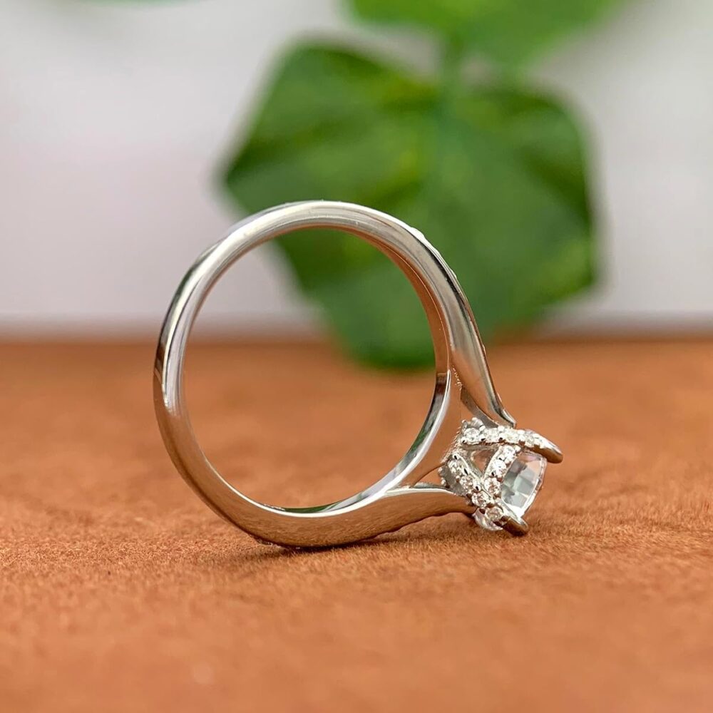 14K Solid Gold Moissanite Rings 14k Gold Solitaire Ring 1 Carat Round Brilliant Cut Moissanite Engagement Rings - Image 6