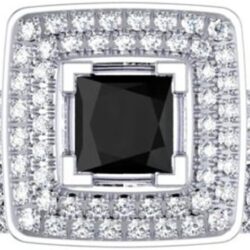 Dazzlingrock Collection 1.40 Cttw 14K Solid Gold Princess, Round Cut Black & White Diamond Halo Bridal Engagement Ring Band Set - Image 3