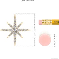 Angara Natural Diamond Eight-Point Starburst Pendant in 14K Solid Gold/Platinum | April Birthstone, Birthday, Engagement, Anniversary, Wedding Jewelry Gift for Women - Image 3