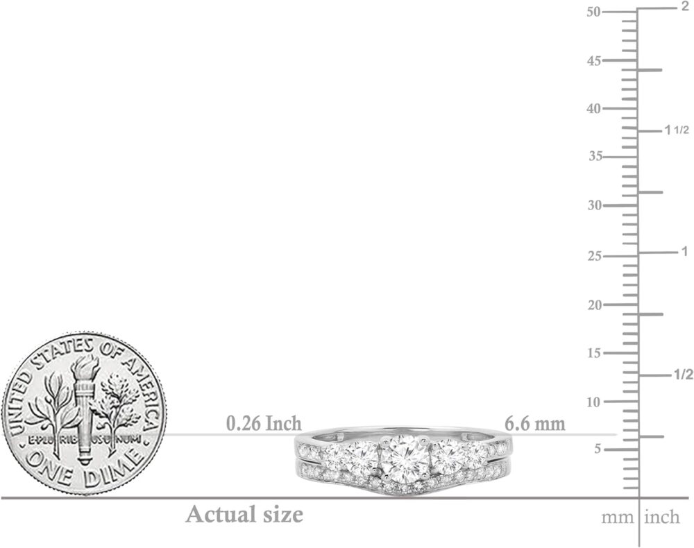 Dazzlingrock Collection Round White Diamond Five Stone Matching Engagement Ring Set for Her (1.00 ctw, Color I-J, Clarity I1-I3) in Solid Gold - Image 5