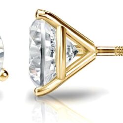 IGI Certified 1/4 to 5 Carat Lab Grown Diamond Round Stud Earrings for Women in 14k Gold or Platinum (E-F Color, SI1-SI2 Clarity, cttw) 3-Prong Martini Set Round Cut Screw Back Studs by Diamond Wish