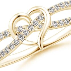 Angara Natural Diamond Criss Cross Promise Ring for Women in Sterling Silver / 14K Solid Gold | Birthday, Engagement, Anniversary, Wedding Jewelry Gift for Women