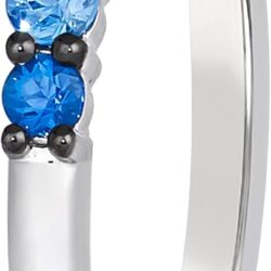 Diamond with White and Blue Sapphire Classic Stackable Band Ring or Earrings for Women in 14k White Gold Promise Anniversary Ring Size 5 to 10 by LeVian - Image 5