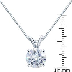 1/2 to 3 1/2 Carat Round Moissanite Solitaire Pendant Necklace in 14k Gold (H-I, cttw) 4-Prong 16 to 18 Inch Adjustable Chain Spring Ring by Diamond Wish - Image 3