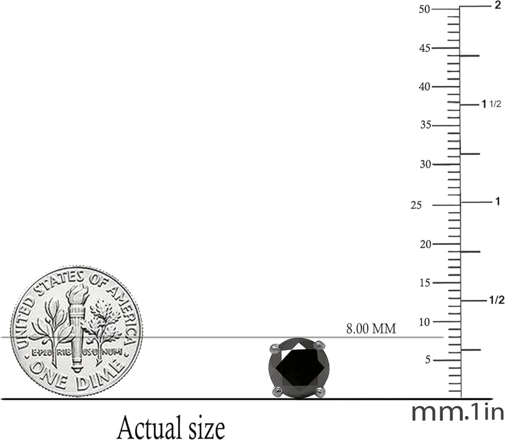 Dazzlingrock Collection Round Cut Black Diamond Womens Stud Earrings, 10K Solid White Gold - Image 2