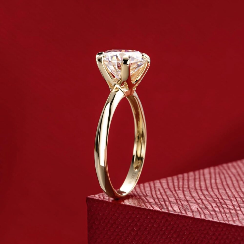 Solid 14K White Gold/Yellow Gold 3CT Six Prong Solitaire Moissanite Ring, 14K Real Gold Gift for Wedding, Engagement And Anniversary Promise Rings With Certificate - Image 7