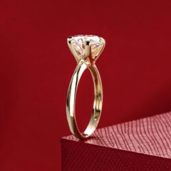 Solid 14K White Gold/Yellow Gold 3CT Six Prong Solitaire Moissanite Ring, 14K Real Gold Gift for Wedding, Engagement And Anniversary Promise Rings With Certificate - Image 7