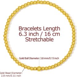 24K Solid Gold Bracelet for Women, Real Pure Gold Jewelry Charm Dainty Fortune Gold Ball Gold Bead Bracelet for Men Girlfriend - Image 2