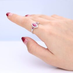 Gin &Grace 14K White Gold Mozambique Genuine Ruby Ring with Diamonds for women | Ethically, authentically & organically sourced (Marquise-cut) shaped Ruby hand-crafted jewelry for her | Ruby Ring for women - Image 4