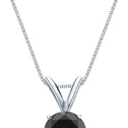 1/4 to 2 Carat Black Diamond Round Solitaire Pendant Necklace in 14k Gold with 18 Inch Chain Spring Ring 4-Prong Set cttw by Diamond Wish