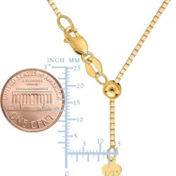 14k Yellow Real Gold Adjustable Box Chain Necklace, 1.15mm, 22" - Image 4