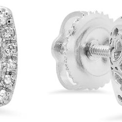 Dazzlingrock Collection 0.50 Cttw 10K Round White Diamond Womens Cluster Style Stud Earrings, Solid White Gold