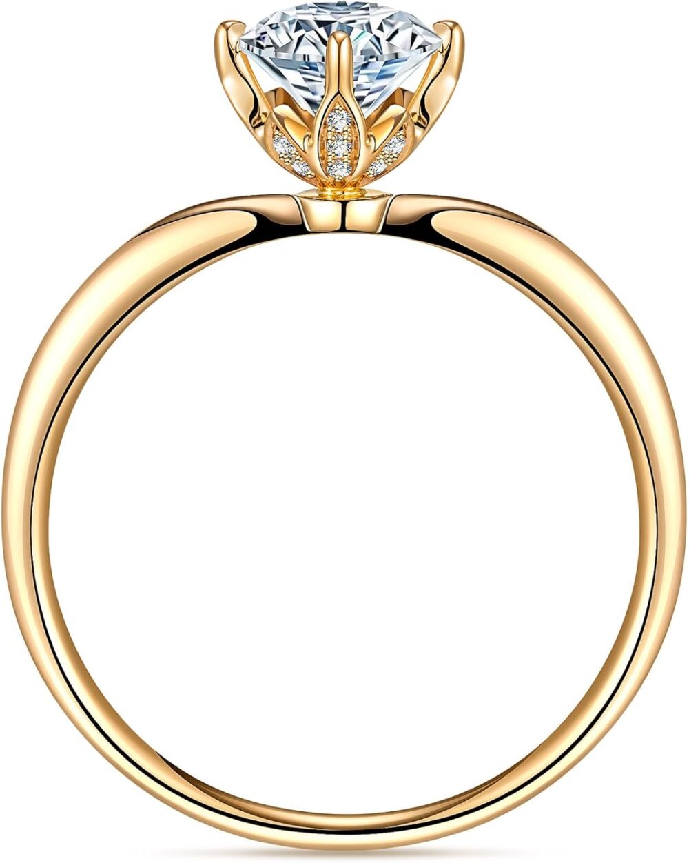 1 Carat Main Diamond 14K Gold Ring for Women (D Color, VS Clarity), Luxury Gift Packaging, IGI Certificate Included, Ideal for Engagement Anniversary