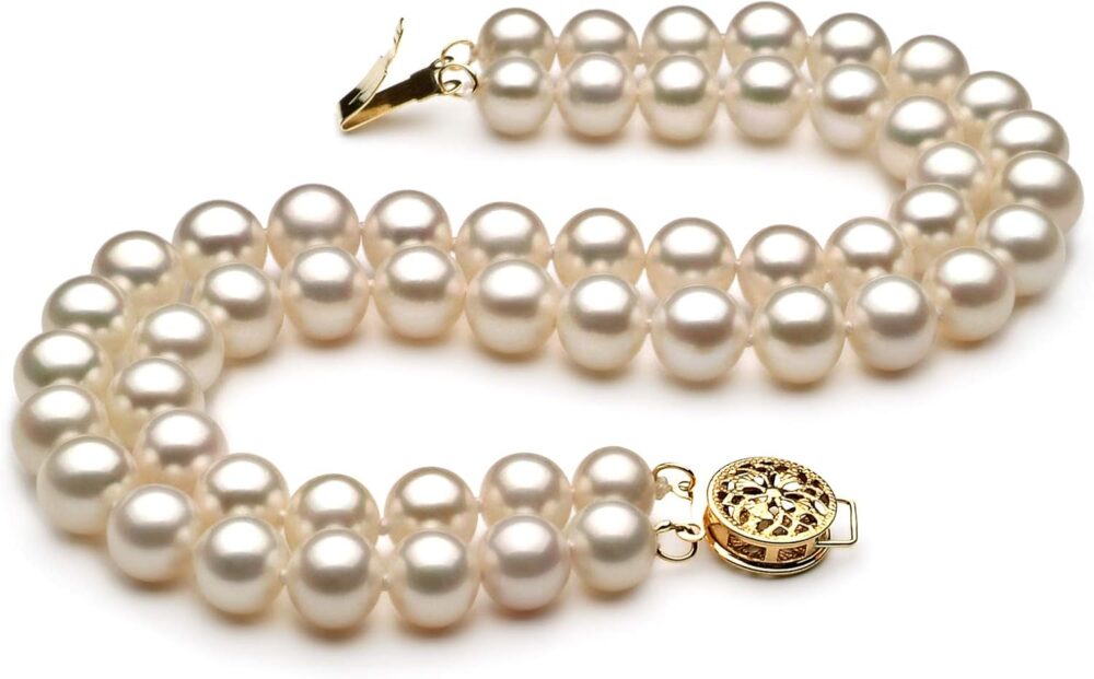 Liska White 6-7mm Double Strand AA Quality Freshwater Gold filled Cultured Pearl Set For Women - Image 3