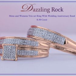 Dazzlingrock Collection Round White Diamond Micro Pave Trio Ring Set for Him & Her (0.50 ctw, Color I-J, Clarity I1-I3) in Solid Gold - Image 4