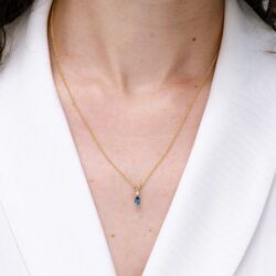 Angara Natural Teal Montana Sapphire Teardrop Pendant with Diamond in Silver / 14K Solid Gold/Platinum | Birthday, Engagement, Anniversary, Wedding Jewelry Gift for Women - Image 3