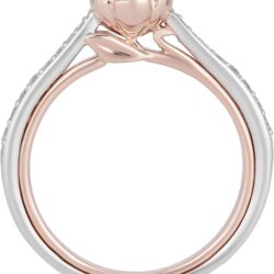 Jewelili Enchanted Disney Fine Jewelry 10K White Gold and Rose gold 1/3 Cttw Belle Composite Rose Engagement Ring Size - Image 3