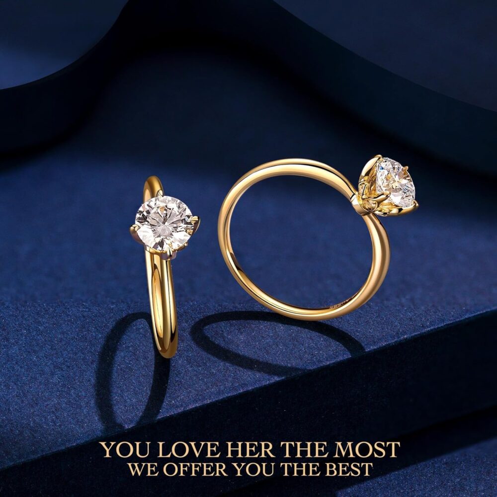 1 Carat Main Diamond 14K Gold Ring for Women (D Color, VS Clarity), Luxury Gift Packaging, IGI Certificate Included, Ideal for Engagement Anniversary - Image 4