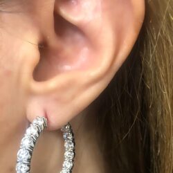 1 1/5 to 10 Carat Moissanite Inside Out Hoop Earrings for Women in 925 Sterling Silver (G-H, VS, cttw, DEW) Secure Lock Hoops by Beverly Hills Jewelers - Image 3