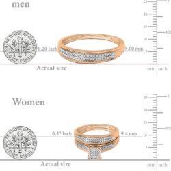 Dazzlingrock Collection Round White Diamond Micro Pave Trio Ring Set for Him & Her (0.50 ctw, Color I-J, Clarity I1-I3) in Solid Gold - Image 5