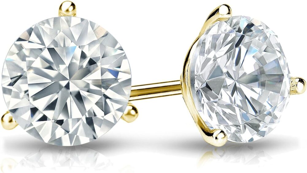 IGI Certified 1/4 to 5 Carat Lab Grown Diamond Round Stud Earrings for Women in 14k Gold or Platinum (E-F Color, SI1-SI2 Clarity, cttw) 3-Prong Martini Set Round Cut Screw Back Studs by Diamond Wish - Image 2