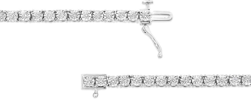 .925 Sterling Silver Lab Grown Diamond Illusion-Set Miracle Plate Tennis Bracelet (G-H Color, VS1-VS2 Clarity) - Size 7.25" - Choice of Carat Weight - Image 3