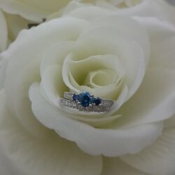 Dazzlingrock Collection 1.15 Cttw 18k Round Blue And White Diamond Bridal Engagement Ring Matching Band Set, Solid White Gold - Image 3