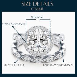 3/4 Carat Lab Grown Diamond and 3 Carat Moissanite Wedding Band Ring Set for Women in 14k White or Yellow Gold Anniversary Promise Ring - Image 6