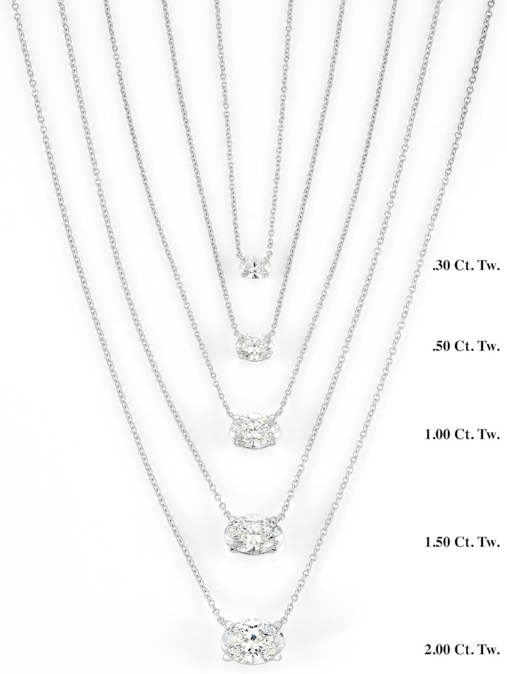 IGI Certified 1/3 to 3 Carat Oval Lab Grown Diamond Horizontal Solitaire Pendant Necklace for Women I 14k Gold Necklace (G-H, VS1-VS2, cttw) 16 to 18 Inch Long Adjustable Chain - Image 3