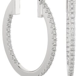 1/4 to 3/4 Carat Diamond Inside Out Oval Hoop Earrings for Women in 14k White Gold (F-G, SI2-I1, cttw) with CInch Back by Privosa Fine Jewelry