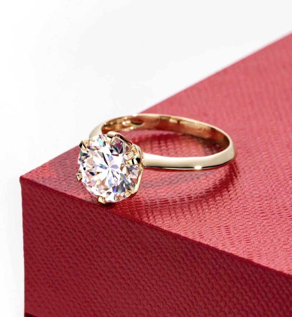 Solid 14K White Gold/Yellow Gold 3CT Six Prong Solitaire Moissanite Ring, 14K Real Gold Gift for Wedding, Engagement And Anniversary Promise Rings With Certificate - Image 6