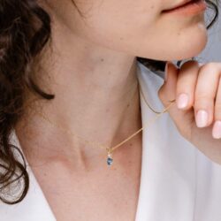 Angara Natural Teal Montana Sapphire Teardrop Pendant with Diamond in Silver / 14K Solid Gold/Platinum | Birthday, Engagement, Anniversary, Wedding Jewelry Gift for Women - Image 4