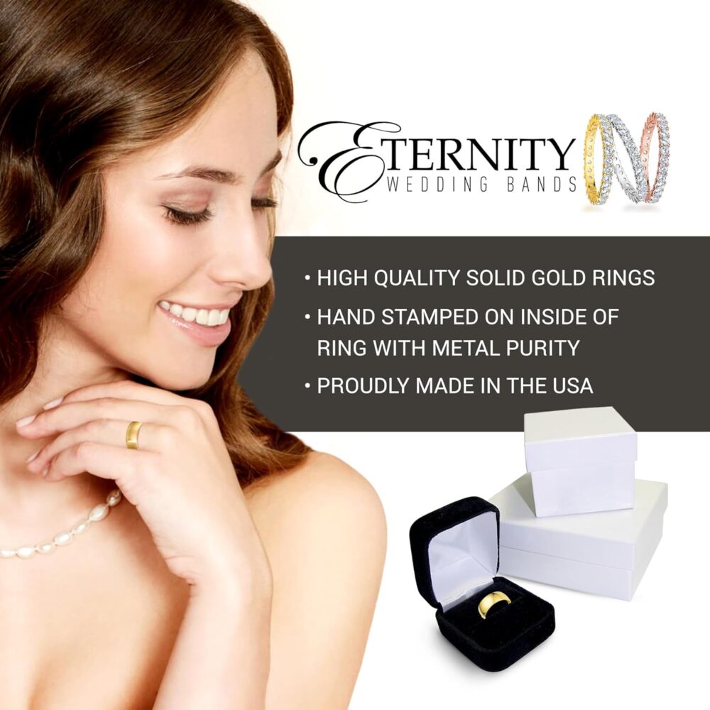 8mm Solid Gold Wedding Band, Yellow or White Gold Ring, Comfort Fit 10k or 14k Womens and Mens Wedding Band - Image 5