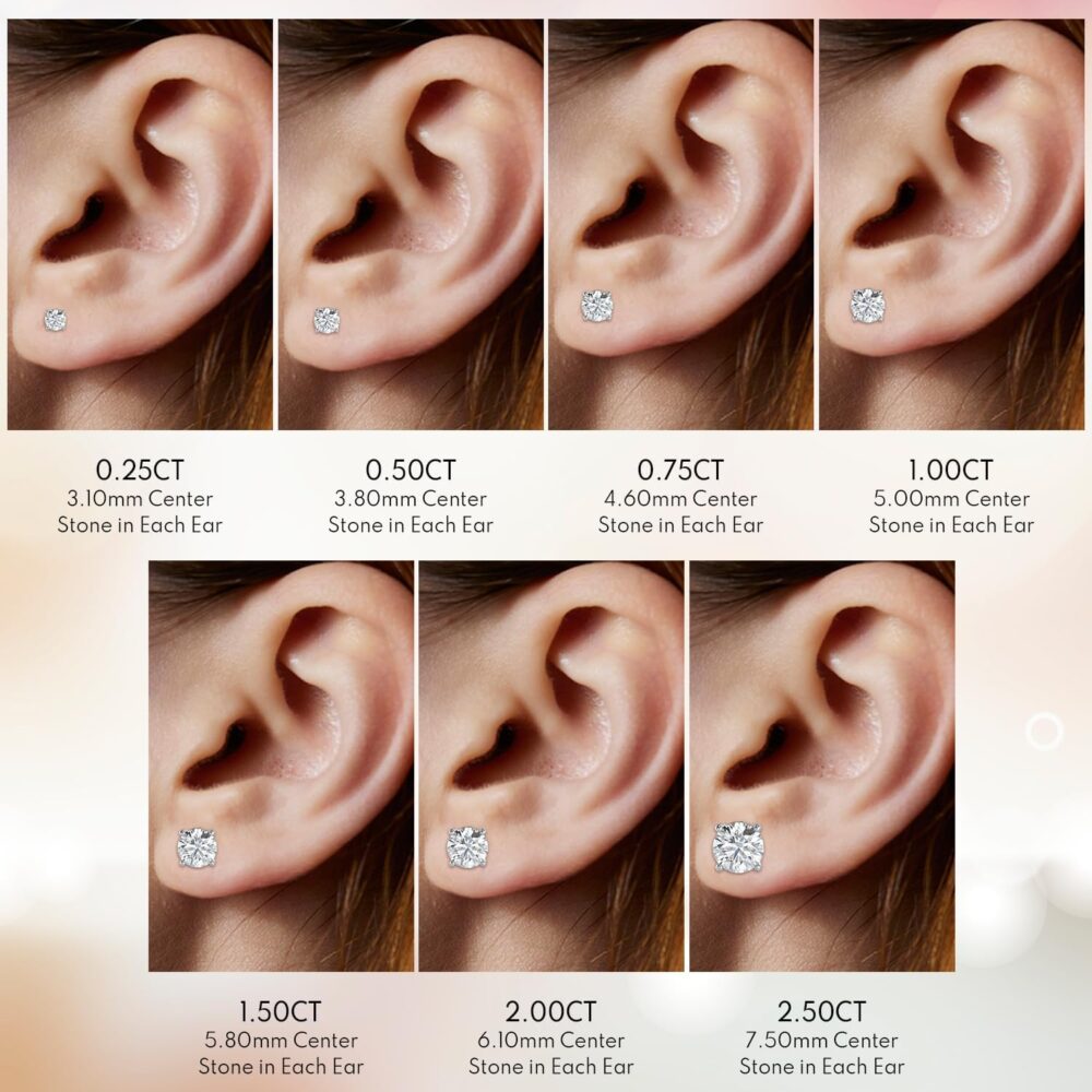 Natural Real Diamond Studs Earrings with Secure Screw Back for Women and Men, 14K Gold Round-Cut Diamond Stud Earrings - Image 5