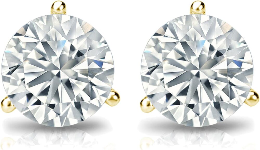 IGI Certified 1/4 to 5 Carat Lab Grown Diamond Round Stud Earrings for Women in 14k Gold or Platinum (E-F Color, SI1-SI2 Clarity, cttw) 3-Prong Martini Set Round Cut Screw Back Studs by Diamond Wish - Image 3