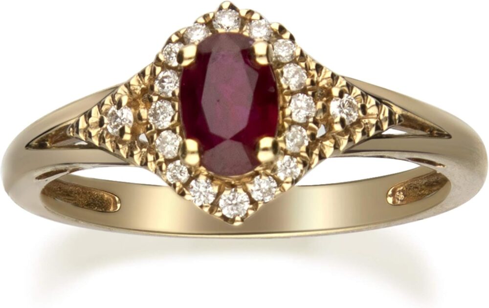 Gin & Grace 10K Yellow Gold Mozambique Genuine Ruby Ring with Diamonds for women | Ethically, authentically & organically sourced (Oval-Cut) shaped Ruby hand-crafted jewelry for her | Ruby Ring for women - Image 5