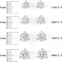 IGI Certified 1.50 to 4.00 Carat Lab Grown Diamond Round Stud Earrings for Women I 14k White Gold Earrings for Her (I-J, VS1-VS2, cttw) 3-Prong Martini Set Diamond I Push Back Studs - Image 5