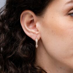 ANGARA Natural Pave-Set Diamond Hinged Hoop Earrings in 14K Solid Gold/Platinum | April Birthstone, Birthday, Engagement, Anniversary, Wedding Jewelry Gift for Women - Image 3