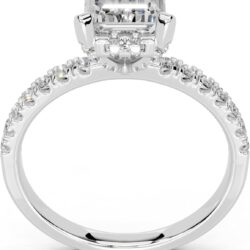 Hidden Halo with Emerald Shape Lab Grown Diamond Engagement Ring For Women in 14K Gold, Platinum (0.25-5 Ct, F-G Color, VS1-VS2 Clarity) - IGI Certified - Image 2