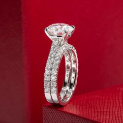 Solid 14K White Gold/Yellow Gold 4.14CTTW (3CT Center Stone) Moissanite Bridal Ring Set, Real Gold | D Color and Flawless Moissanite | Wedding Anniversary Ring Set - Image 7