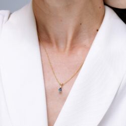 Angara Natural Teal Montana Sapphire Teardrop Pendant with Diamond in Silver / 14K Solid Gold/Platinum | Birthday, Engagement, Anniversary, Wedding Jewelry Gift for Women - Image 5