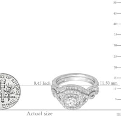 Dazzlingrock Collection 1.00 Cttw Round White Diamond Cushion Shaped Halo Engagement Ring Set for Women in 14K Solid Gold - Image 5
