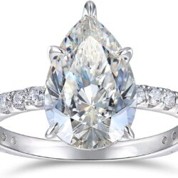 14K Solid Gold 4ct Pear Cut Moissanite Engagement Rings for Women - Image 2