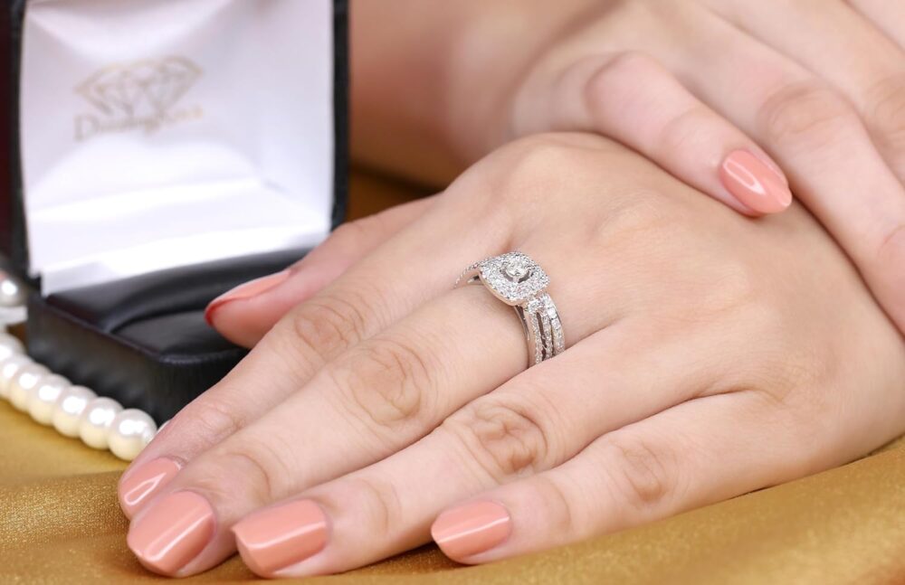 Dazzlingrock Collection 0.75 Cttw 14k Round Diamond Womens Bridal Ring Engagement Matching Band Set 3/, Solid White Gold - Image 2